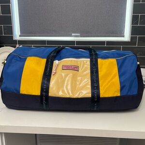 Vineyard Vines Blue, Yellow & Black Canvas Large Duffel Bag Nautical